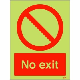 Glow in the dark No Exit sign with prohibition symbol
