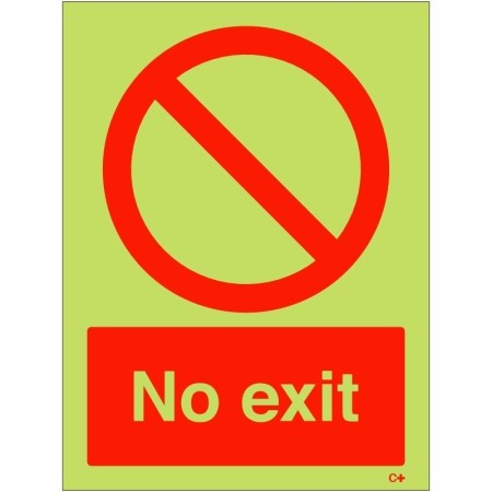Glow in the dark No Exit sign with prohibition symbol