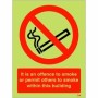 Glow in the dark it is an offence to smoke or permit others to smoke in this building safety sign
