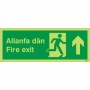 Glow In The Dark Fire Exit Arrow Up Welsh and English Sign