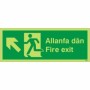 Glow In The Dark Fire Exit Arrow Up Left Welsh and English Sign