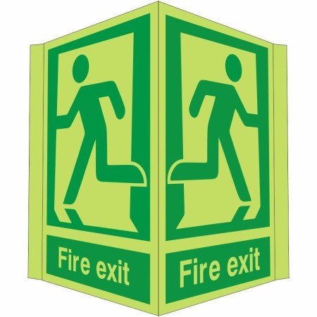 Glow In The Dark Fire Exit Projecting Sign