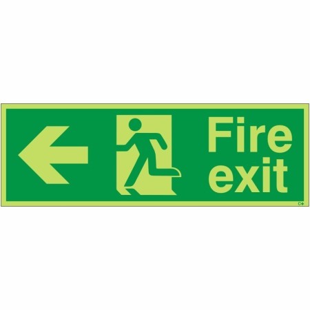 Glow In The Dark Fire Exit Left Sign