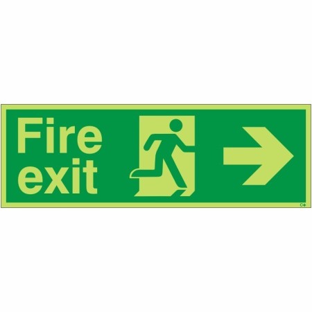 Glow In The Dark Fire Exit Right Sign