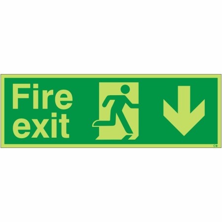 Glow In The Dark Fire Exit Down Sign