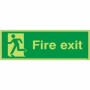 Fire exit sign with running man and left arrow photoluminescent