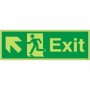 Glow in the dark exit sign with running man and arrow pointing up left