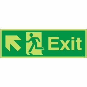 Glow In The Dark Exit Arrow Up Left Sign