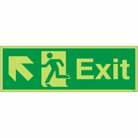 Glow In The Dark Exit Arrow Up Left Sign