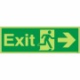 Glow in the dark exit sign with right arrow and running man symbol