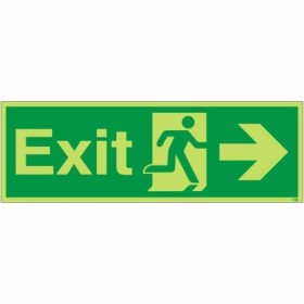 Glow In The Dark Exit Arrow Right Sign