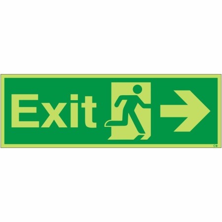 Glow In The Dark Exit Arrow Right Sign