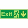 Glow in the dark exit arrow down sign with running man symbol