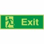 Glow in the dark exit man running left sign with green background