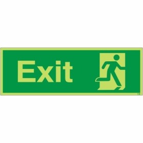 Glow In The Dark Exit Man Running Right Sign