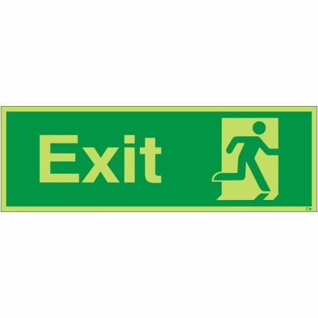 Glow In The Dark Exit Man Running Right Sign