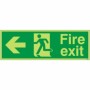 Extra large glow in the dark fire exit left sign with running man symbol