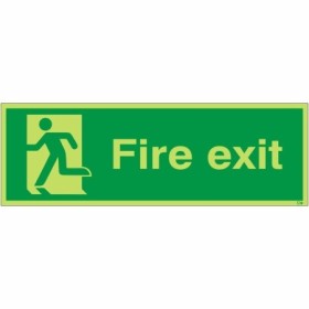 Extra large glow in the dark fire exit running man left sign