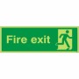 Extra large glow in the dark fire exit running man right sign