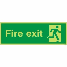 Extra large glow in the dark fire exit running man right sign