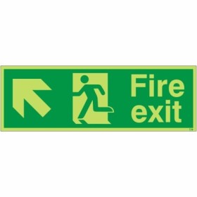 Glow In The Dark Fire Exit Arrow Up Left Sign
