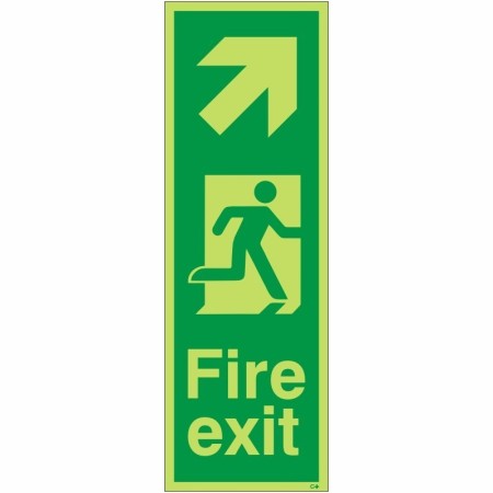 Glow In The Dark Fire Exit Arrow Up Right Sign