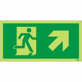 Glow In The Dark Fire Exit Symbol Only With Arrow Up Right Sign