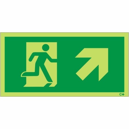 Glow In The Dark Fire Exit Symbol Only With Arrow Up Right Sign