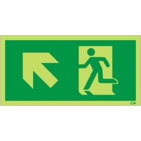 Glow In The Dark Fire Exit Symbol Only With Arrow Up Left Sign