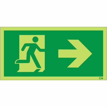 Glow In The Dark Fire Exit Symbol Only With Arrow Right Sign