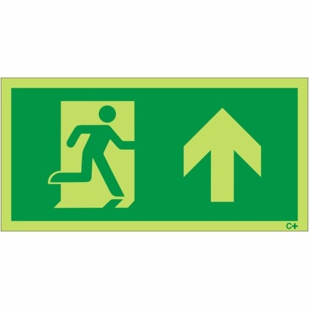 Glow In The Dark Fire Exit Symbol Only With Arrow Up Sign