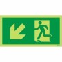 Glow In The Dark Fire Exit Symbol Only With Arrow Down Left Sign