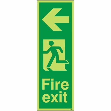 Glow In The Dark Fire Exit Arrow Left Sign