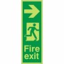 Glow in the dark fire exit sign with right arrow and running man symbol