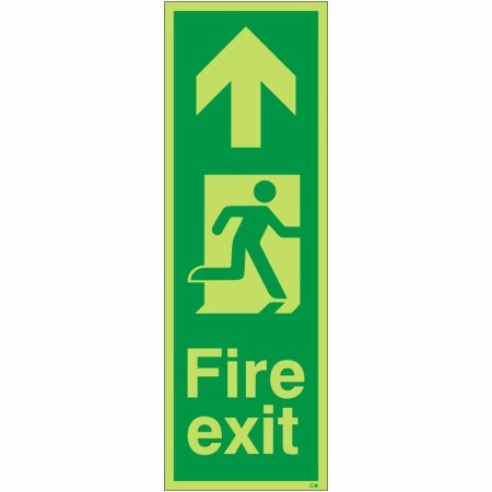 Glow In The Dark Fire Exit Arrow Up Sign
