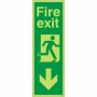 Glow In The Dark Fire Exit Arrow Down Sign