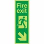 Glow In The Dark Fire Exit Arrow Down Right Sign