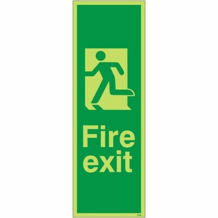 Glow In The Dark Fire Exit Running Man Left Sign