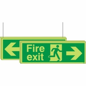 Glow In The Dark Double Sided Fire Exit Left / Right Sign