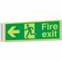 Fire exit left sign with running man symbol and left arrow for corridor evacuation