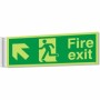 Fire exit up left corridor sign with running man and directional arrow