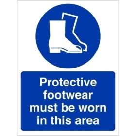 Protective Footwear Must Be Worn In This Area Sign with mandatory safety boot symbol