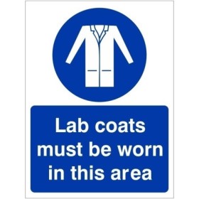 Lab Coats Must Be Worn In This Area Sign with mandatory lab coat symbol