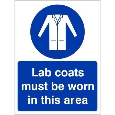 Lab Coats Must Be Worn In This Area Sign with mandatory lab coat symbol