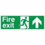 Fire Exit Arrow Up Sign with running man symbol and upward directional arrow