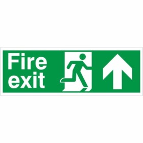 Fire Exit Arrow Up Sign with upward-pointing arrow and running person symbol