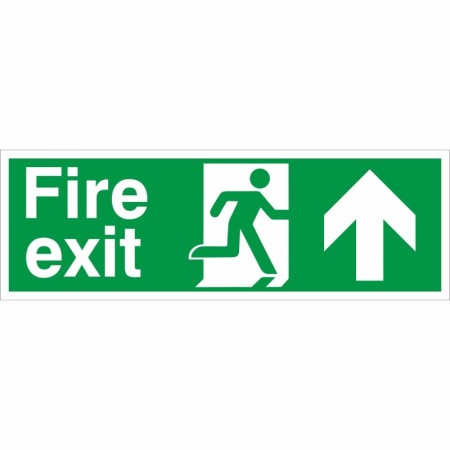 Fire Exit Arrow Up Sign with upward-pointing arrow and running person symbol