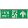  Brushed aluminium fire exit sign with upward arrow direction