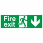 Fire Exit Arrow Down Sign with downward-pointing arrow and running person symbol