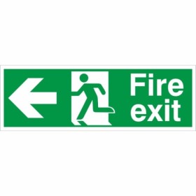 Fire Exit Arrow Left Sign with left-pointing arrow and running person symbol